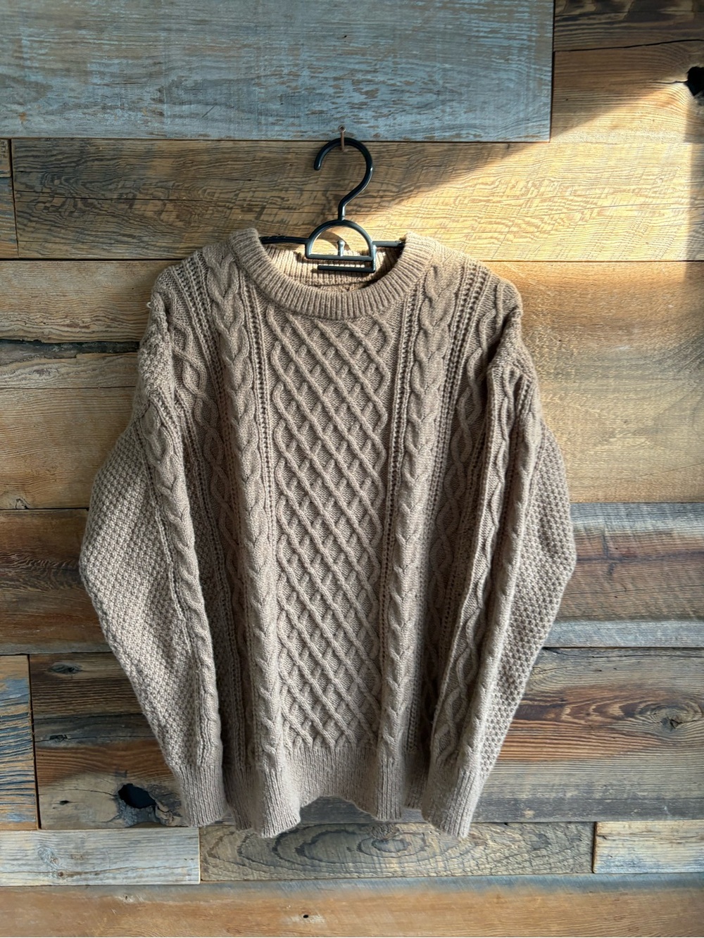Men's Cable Knit Crewneck Sweater - Taupe